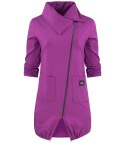 Cienka długa bluza ze skośnym suwakiem i kominem BEATA (Fioletowy)
