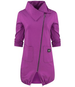 Cienka długa bluza ze skośnym suwakiem i kominem BEATA (Fioletowy)