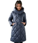Ciepły płaszcz zimowy damski Pikowany Ocieplany MELANIA (Granatowy)