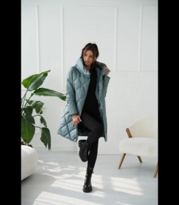 Ciepły płaszcz zimowy damski Pikowany Ocieplany MELANIA (Zielony)