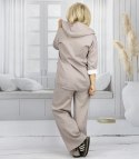 Dres damski długa rozpinana bluza + luźne spodnie SOFT TOUCH (Beżowy)