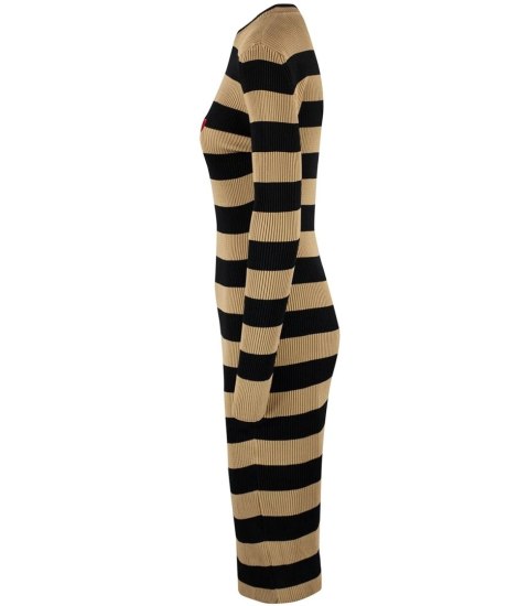 Elegancka sukienka prążkowana w pasy z sercem LOVE (Czarny || Brązowy)