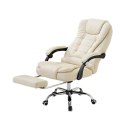 Fotel biurowy obrotowy BOSS z podnóżkiem - beżowy SKÓRA KO22K