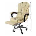 Fotel biurowy obrotowy BOSS z podnóżkiem - beżowy SKÓRA KO22K