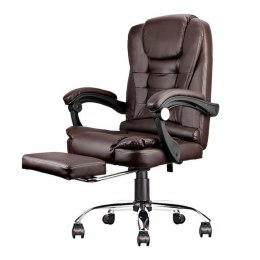 BOSS Bürodrehstuhl mit Fußstütze - braunes LEDER KO22BR