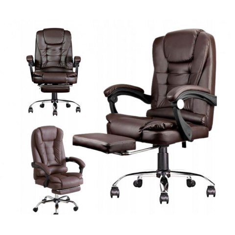 BOSS Bürodrehstuhl mit Fußstütze - braunes LEDER KO22BR