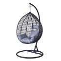 Fotel wiszący, huśtawka kokon czarny z grafitowymi poduszkami KR23