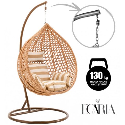 Fotel wiszący huśtawka kokon z poduszkami w pasy KR28