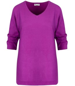 Klasyczny ciepły damski sweter serek ROSALIA (Fioletowy)