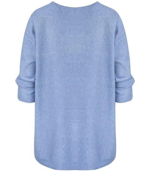 Klasyczny ciepły damski sweter serek ROSALIA (Niebieski)