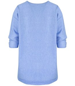 Klasyczny ciepły damski sweter serek ROSALIA (Niebieski)