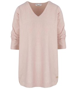 Klasyczny ciepły damski sweter serek ROSALIA (Różowy)