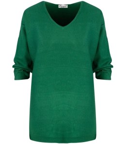 Klasyczny ciepły damski sweter serek ROSALIA (Zielony)