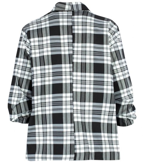 Żakiet marynarka garniturowa lużna w kratę Elegancki ELENA (Biały || Wielokolorowy || Czarny)