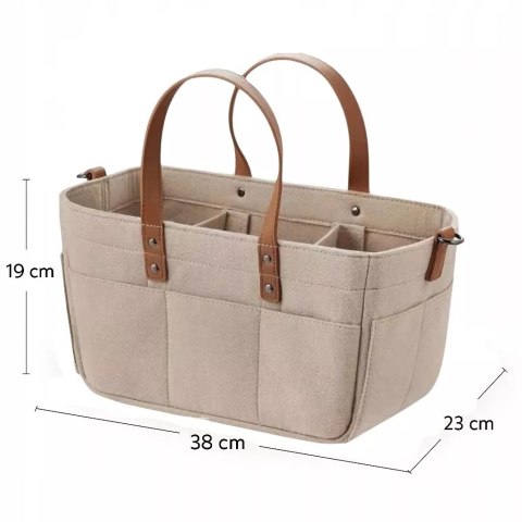 Duży Filcowy Organizer Beżowy XXL Dla Mamy i Maluszka Na Pieluszki i Akcesoria TF3