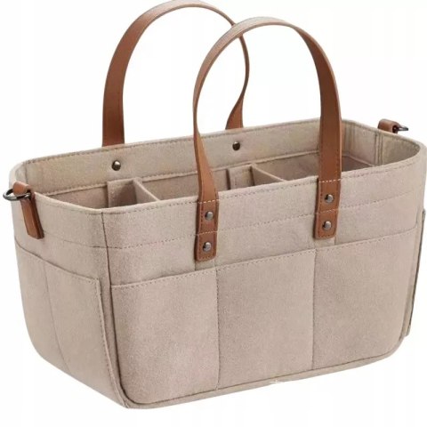 Duży Filcowy Organizer Beżowy XXL Dla Mamy i Maluszka Na Pieluszki i Akcesoria TF3