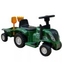 Elektryczny traktor jeździk na akumulator z przyczepą dźwiękami dla dzieci