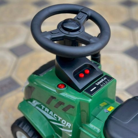 Elektryczny traktor jeździk na akumulator z przyczepą dźwiękami dla dzieci