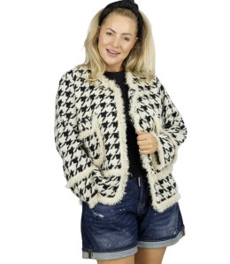 Marynarka boucle w pepitkę z ozdobnymi guzikami MILA