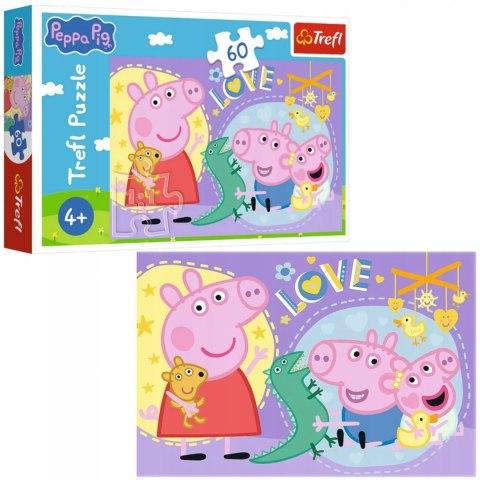 Puzzle Szczęśliwa świnka, Świnka Peppa 60 elementów Trefl 17414