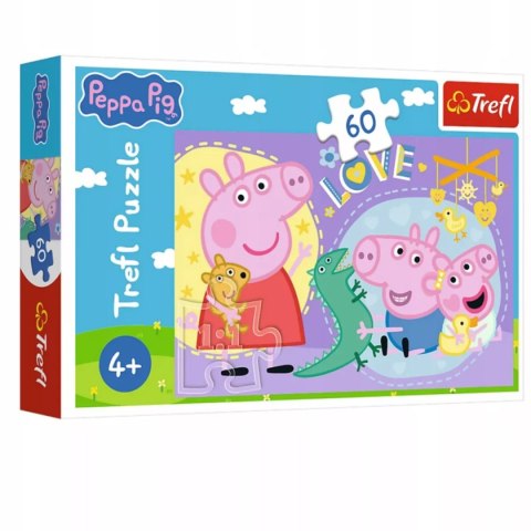 Puzzle Szczęśliwa świnka, Świnka Peppa 60 elementów Trefl 17414