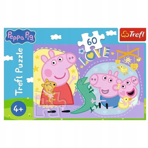 Puzzle Szczęśliwa świnka, Świnka Peppa 60 elementów Trefl 17414