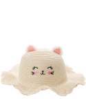 Uroczy komplet kapelusz z twarzą kotka + torebka (Beżowy)