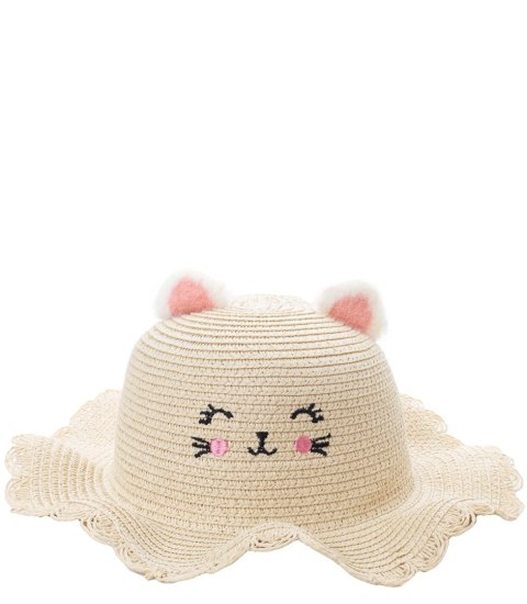 Uroczy komplet kapelusz z twarzą kotka + torebka (Beżowy)