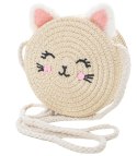 Uroczy komplet kapelusz z twarzą kotka + torebka (Beżowy)