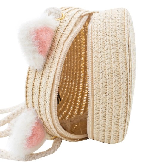 Uroczy komplet kapelusz z twarzą kotka + torebka (Beżowy)