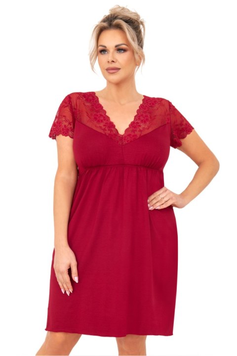Koszula Nocna Model Livia Plus Size Burgund Bordo - Donna - XXXL