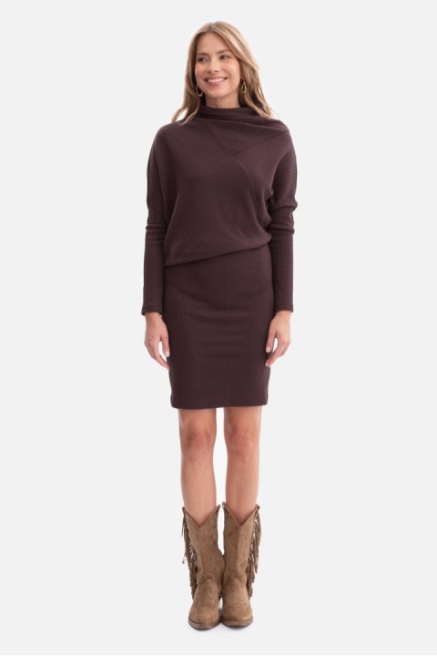 Sukienka Model B309 Gorzka Czekolada - BeWear - L/XL