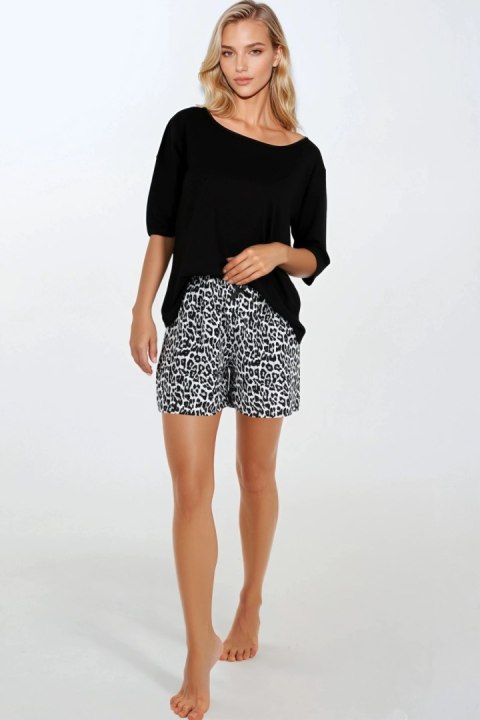 Piżama Damska Model Wild Beautiful Black - Momenti Per Me - s