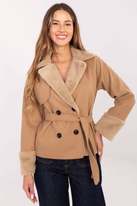 Płaszcz Damski Model IT-KR-4608.05P Camel - Rue Paris - uniwersalny