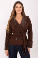 Płaszcz Damski Model IT-KR-4608.05P Dark Brown - Rue Paris - uniwersalny