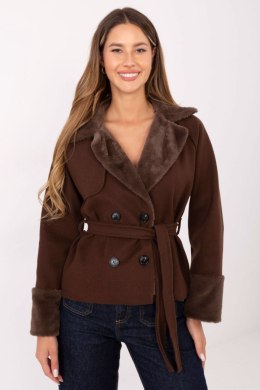 Płaszcz Damski Model IT-KR-4608.05P Dark Brown - Rue Paris - uniwersalny