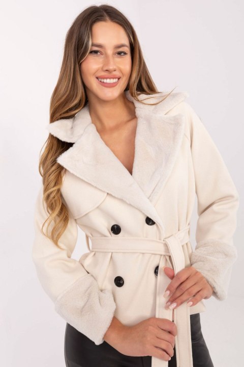 Płaszcz Damski Model IT-KR-4608.05P Light Beige - Rue Paris - uniwersalny