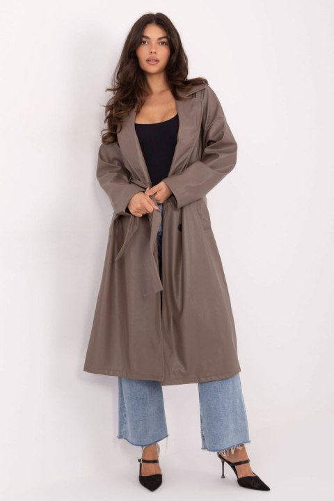 Płaszcz Damski Model IT-PL-A8393.81 Dark Beige - Rue Paris - uniwersalny