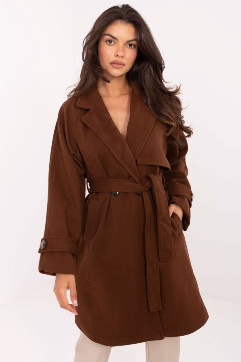 Płaszcz Damski Model IT-PL-A9589.58 Brown - Rue Paris - uniwersalny