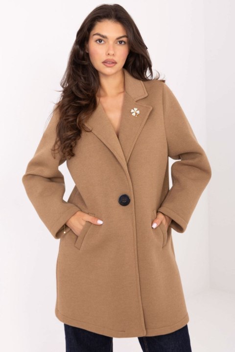 Płaszcz Damski Model IT-PL-FL8153.60 Camel - Rue Paris - uniwersalny