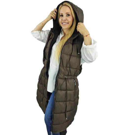 Damski bezrękawnik kamizelka plus size SUZAN (Brązowy)