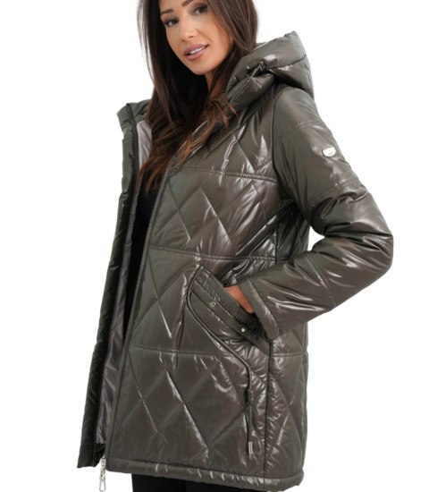 Damski płaszcz przejściowy lekko ocieplany ZOFIA (Zielony)