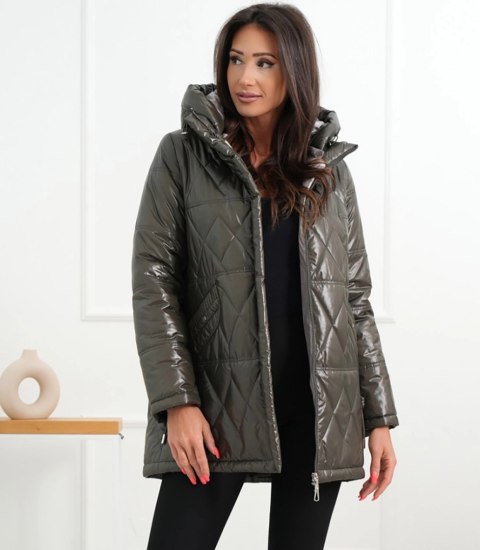 Damski płaszcz przejściowy lekko ocieplany ZOFIA (Zielony)