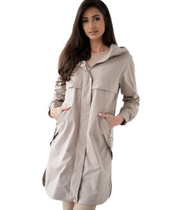 Damski płaszcz trencz przejściowa parka WIKTORIA (Beżowy)