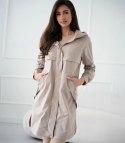 Damski płaszcz trencz przejściowa parka WIKTORIA (Beżowy)