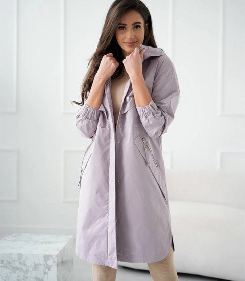 Damski płaszcz trencz przejściowa parka WIKTORIA (Fioletowy)