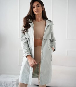 Damski płaszcz trencz przejściowa parka WIKTORIA (Zielony)