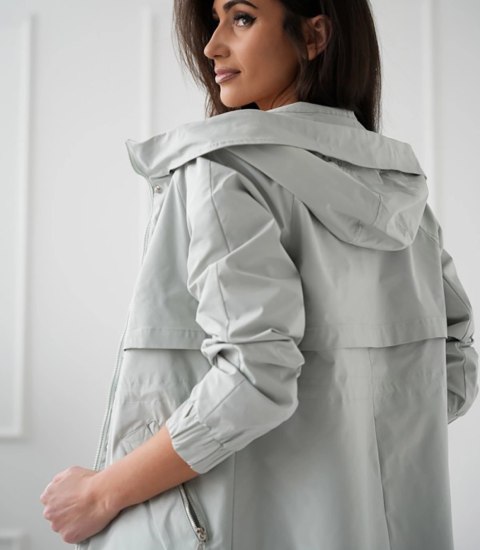 Damski płaszcz trencz przejściowa parka WIKTORIA (Zielony)