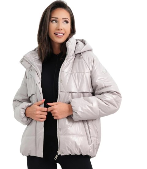 Ocieplana kurtka damska bomberka z pikowaniem JAGNA (Beżowy)