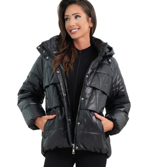 Ocieplana kurtka damska bomberka z pikowaniem JAGNA (Czarny)